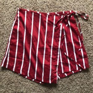 Red and white striped skort